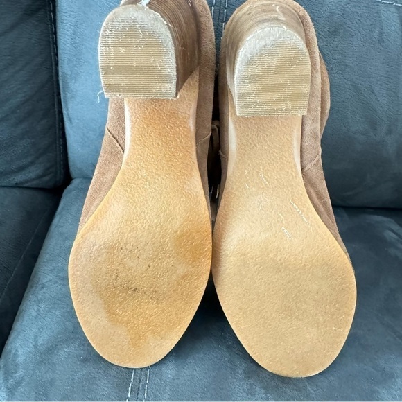 Crown Vintage Fringed RANDI Tan Suede Block Heel Ankle Boots size 11 - Picture 8 of 9